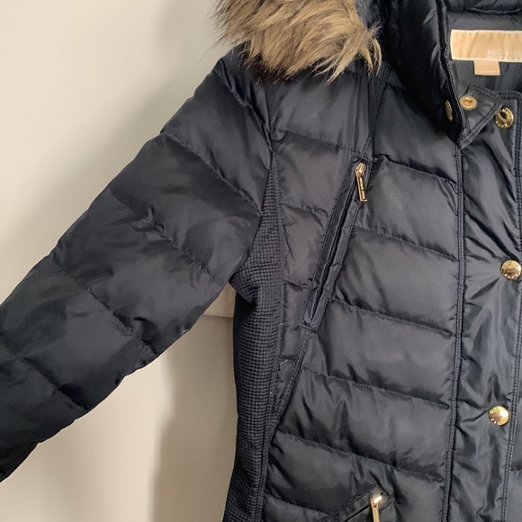 Navy Blue Michael Kors Puffer Coat Knee/Lower Thigh Length - Picture 2 of 6